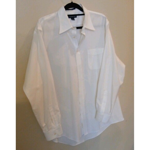 Lands’ End Men’s White Dress Shirt 17-36 Tall No Iron Long Sleeve Button Up - Picture 14 of 15